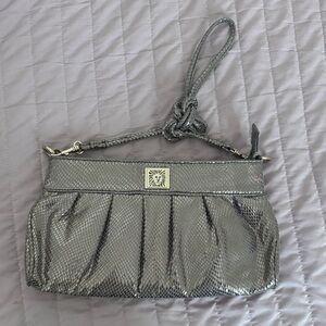 Anne Klein Silver Snake Print Purse